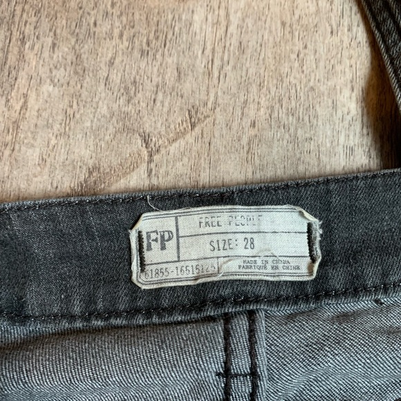 Free People Black Grey Wash Overalls 28 denim mineral slim fit stretchy adjust - Picture 3 of 6